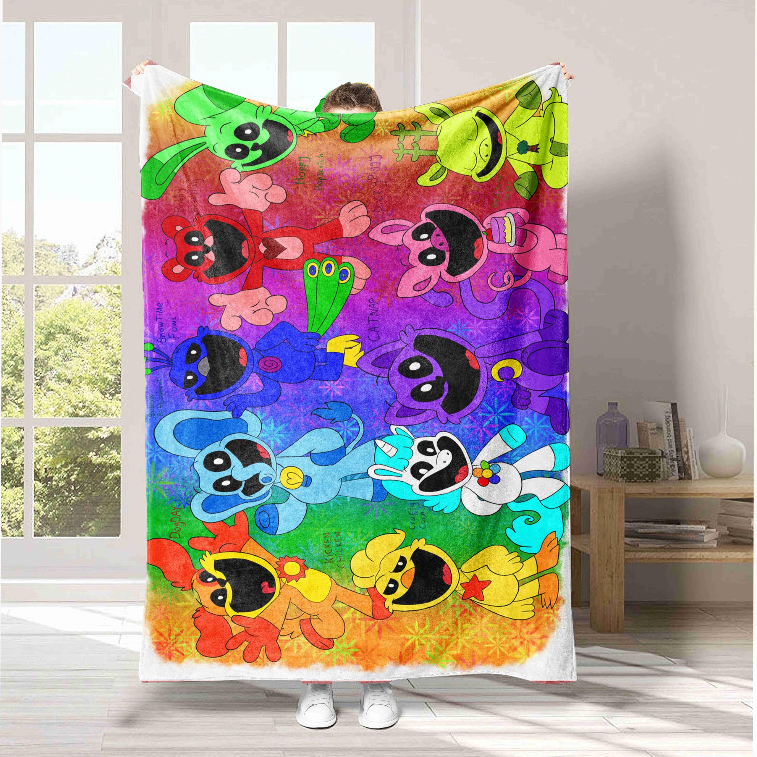 Smiling Critters Blanket Soft Warm Throw Blanket Anime Print